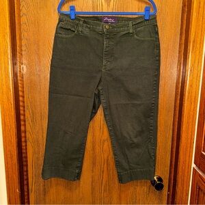 NYDJ 14W High Rise Straight capri Crop Jean Dark Olive Green